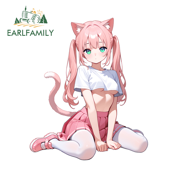 EARLFAMILY 5.1" Catgirl Car Sticker Personality Campervan Waterproof JDM Decal