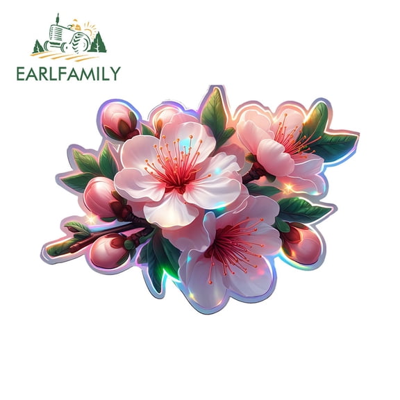 EARLFAMILY 5.1" Colorful Flower Car Stickers Fashionable Scratch-Proof Waterproof JDM Decals Suitable for Motorcycle Skateboard Windshield Laptop