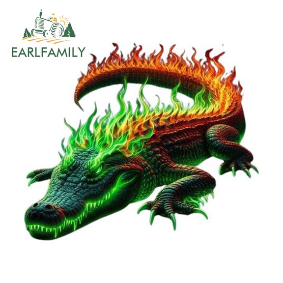 EARLFAMILY 5.1" Crocodile Car Stickers Personality Motorcycle Windshield Skateboard Vehicle Waterproof Vinyl Decal Scratch-Proof Car Door Protector