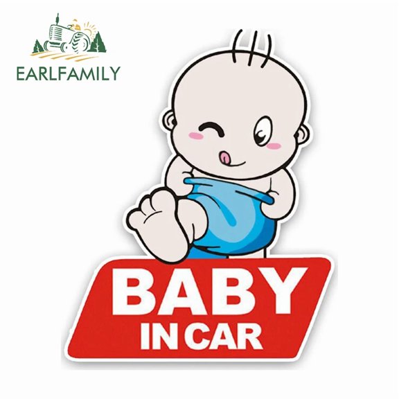 EARLFAMILY 5.1" Cute Baby Slap Car Sticker Personality Fun Windshield VAN Decal Amusing Refrigerator Laotop Decoration
