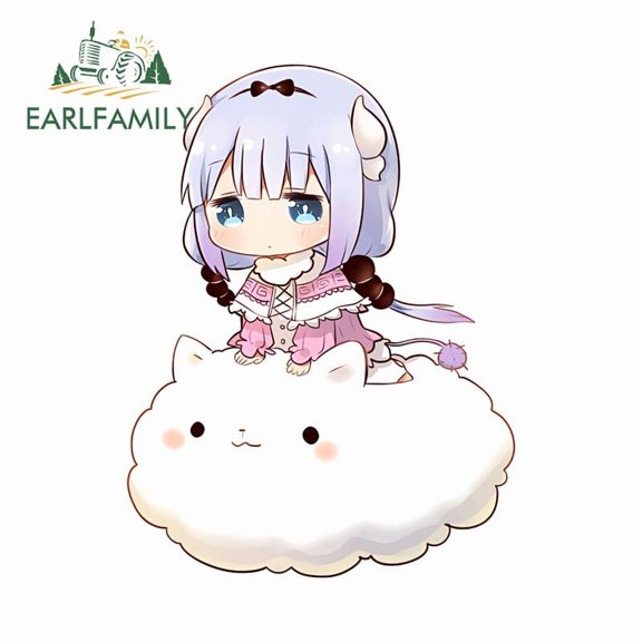 EARLFAMILY 5.1" Cute Dragon Maid Car Stickers Kawaii RV JDM Decals