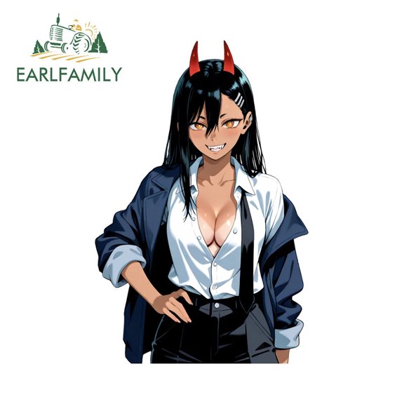 EARLFAMILY 5.1" Devil with T-shirt Car Sticker VAN Cartoon Breast Windows Decal