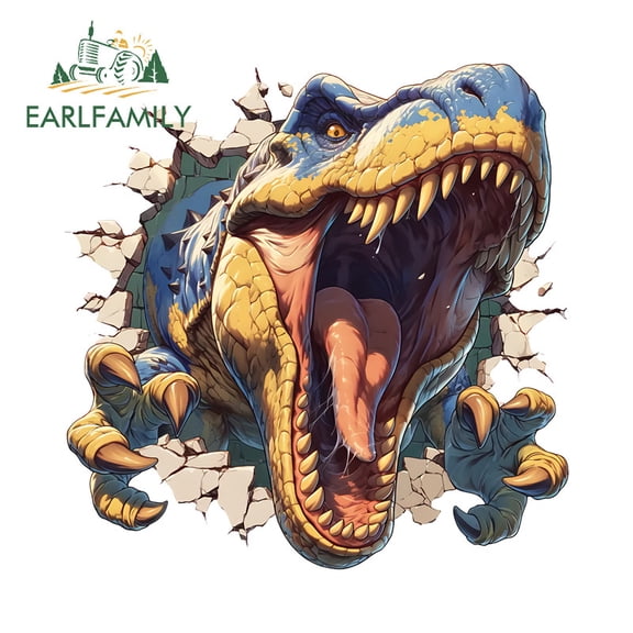 EARLFAMILY 5.1" Dinosaur Tear Car Stickers Motorcycle Windshield Racing Drifting Laptop Waterproof Vinyl Decal Occlusion Scratch Car Styling