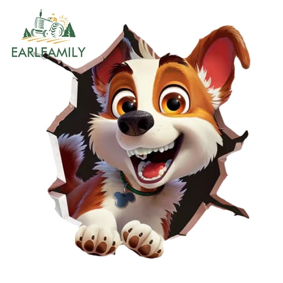 EARLFAMILY 5.1" Dog Tear Cartoon Cute Car Stickers Windshield Motorcycle Electric-Bicycle Decal Personality Waterproof Occlusion Scratch Car Label