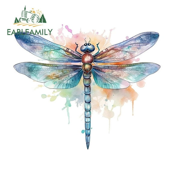 EARLFAMILY 5.1" Dragonfly Graffiti Cartoon Car Sticker Motorcycle Windows Helmet Surfboard SUV Vinyl Waterproof Decals Personality Car Accessories