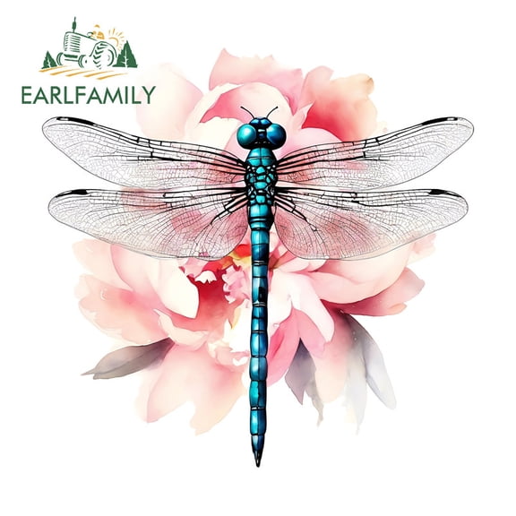 EARLFAMILY 5.1" Dragonfly Painting Car Stickers Windows Sedan Motorcycle Scooter Helmet Scratch-Proof DIY Vinyl Decal Personality Waterproof Car Label