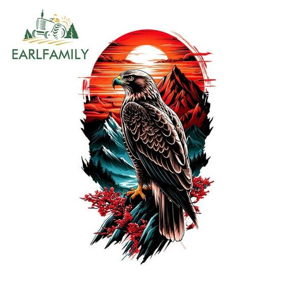 EARLFAMILY 5.1" Eagle Car Stickers Personality Occlusion Scratch Motorcycle Windows JDM Decals Waterproof Amusing Car Accessories