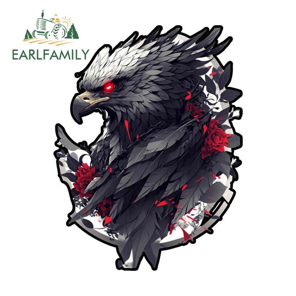 EARLFAMILY 5.1" Eagle Japanese Car Sticker Motorcycle Windows Air Conditioner Suitcase Waterproof JDM Vinyl Decal Scratch-Proof Car Door Protector