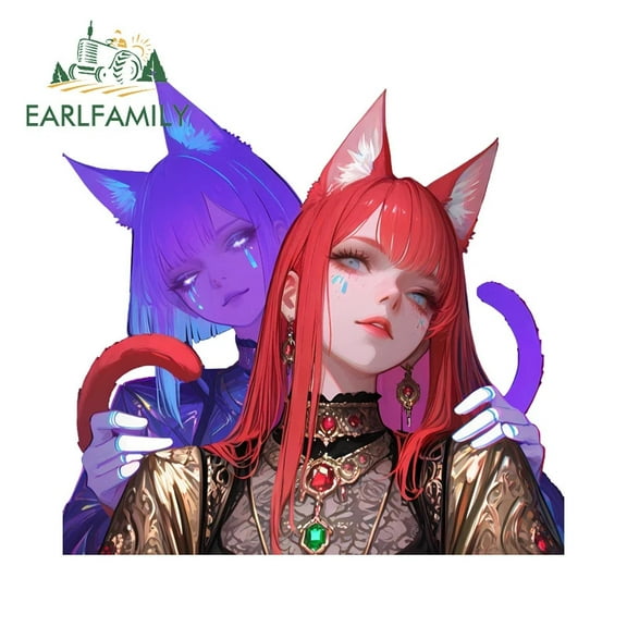 EARLFAMILY 5.1" Egyptian Cat Girl Car Stickers Fanart Loli Peek Vinyl Decal