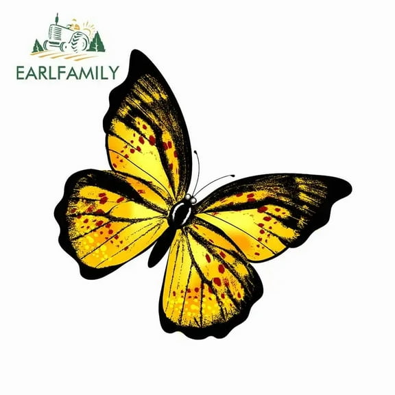 EARLFAMILY 5.1" For Yellow Butterfly Fine Car Stickers DIY Motorcycle Decal Waterproof Car Accessories Decoration