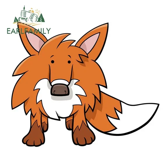 EARLFAMILY 5.1" Funny Fox Car Sticker Creative Cartoon Waterproof Decal Personality Refrigerator Laptop Car Styling