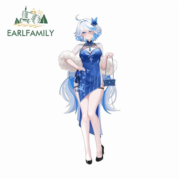 EARLFAMILY 5.1" Furina Game Girl Car Stickers Attractive Seductive Laptop Decal