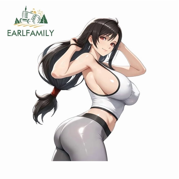 EARLFAMILY 5.1" Game Girl Tifa Car Stickers Humorous Rear Windshield JDM Decal