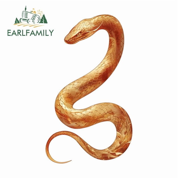 EARLFAMILY 5.1" Golden Snake Cartoon Car Stickers Artistic Windows Vinyl Decal