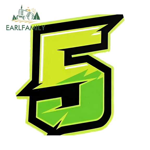 EARLFAMILY 5.1" Green Black Racing Number Car Sticker Personality Rearview Mirror Motorcycle Surfboard Occlusion Scratch Decal Waterproof Car Label