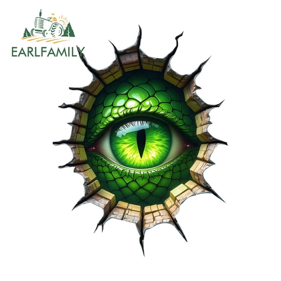 EARLFAMILY 5.1" Green Crocodile Eyes Tear Car Sticker Motorcycle Windows Helmet Skateboard Vinyl Waterproof Decals Personality Scratch-Proof Decor
