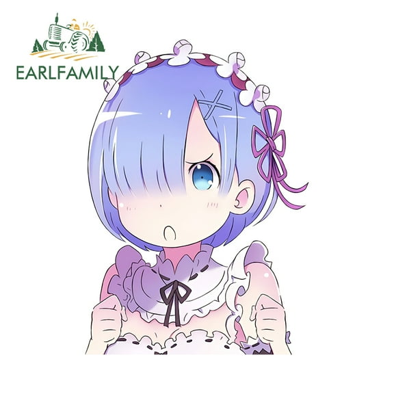 EARLFAMILY 5.1 Inch Angry Rem Peek Car Stickers Funny Anime Maid ATV JDM Auto Decal Amusing Bumper Surfboard Car Accessories