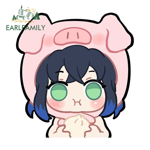 EARLFAMILY 5.1 Inch Anime Car Stickers Chibi Cartoon Sunscreen Vinyl Decal Car Door Windows Rearview Mirror Decorate