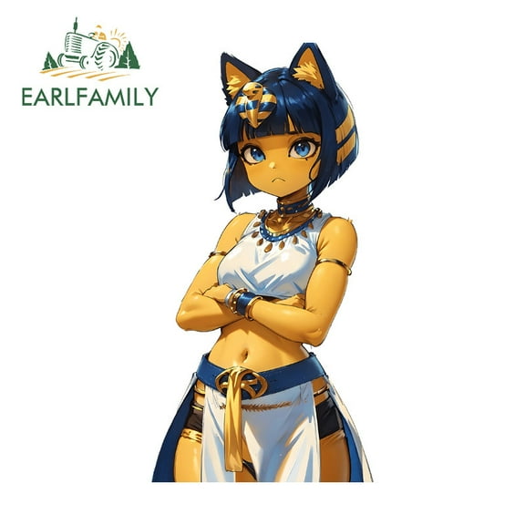 EARLFAMILY 5.1 Inch Ankha Furry Anime Car Stickers Motorcycle Windshield Racing Drifting Laptop Decal Occlusion Scratch Waterproof Car Door Protector