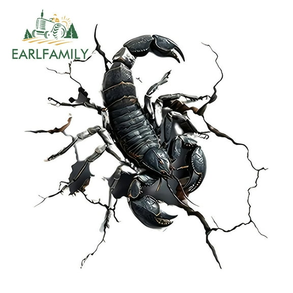 EARLFAMILY 5.1 Inch Black Scorpion Tear Car Sticker Fashionable Occlusion Scratch Rearview Mirror Motorcycle Helmet Bumper Decal Waterproof Car Styling