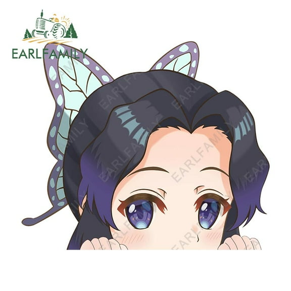 EARLFAMILY 5.1 Inch Butterfly Dance Peeker Kochou Shinobu Car Sticker JDM Car Door Windows Decal Cartoon Car Accessories