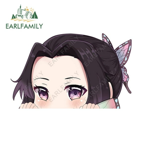 EARLFAMILY 5.1 Inch Butterfly Dance Peeker Kochou Shinobu Car Sticker JDM Car Door Windows Decal Cartoon Car Accessories