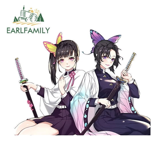 EARLFAMILY 5.1 Inch Car Sticker Kochou Shinobu Scratch-Proof Motorcycle Bumper JDM Decal Surfboard Laptop RV Sunscreen Fashionable Decoration