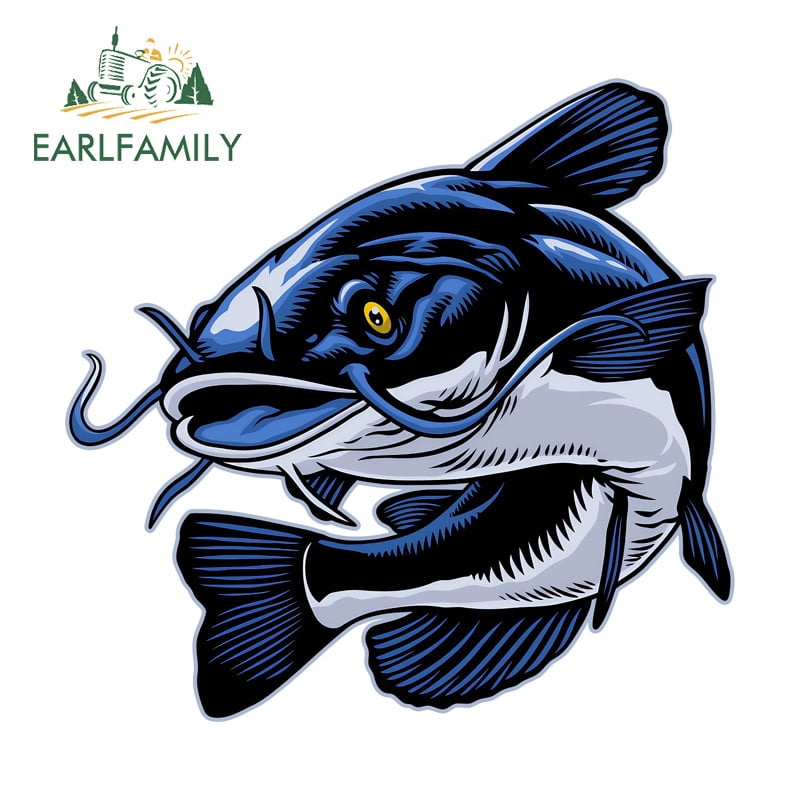 EARLFAMILY 5.1 Inch Catfish Amusing Car Sticker Occlusion Scratch ...
