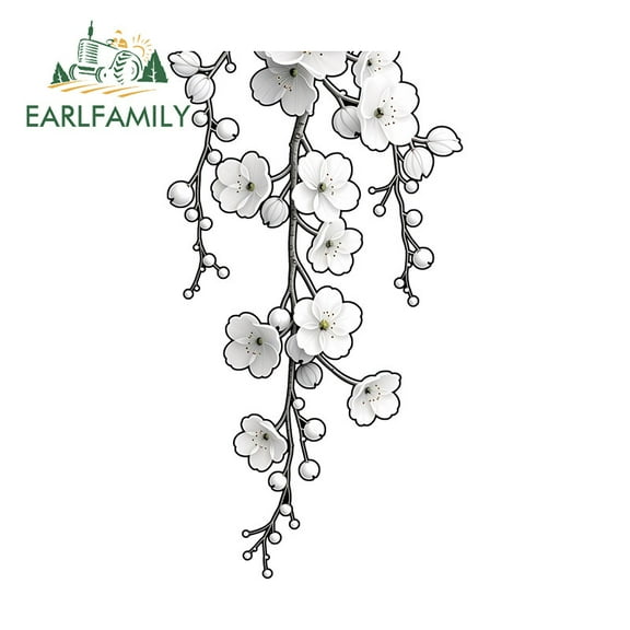 EARLFAMILY 5.1 Inch Darkness Cherry Blossom Car Sticker Personality Waterproof Motorcycle Luggage Laptop Vinyl Decals Occlusion Scratch Car Accessories