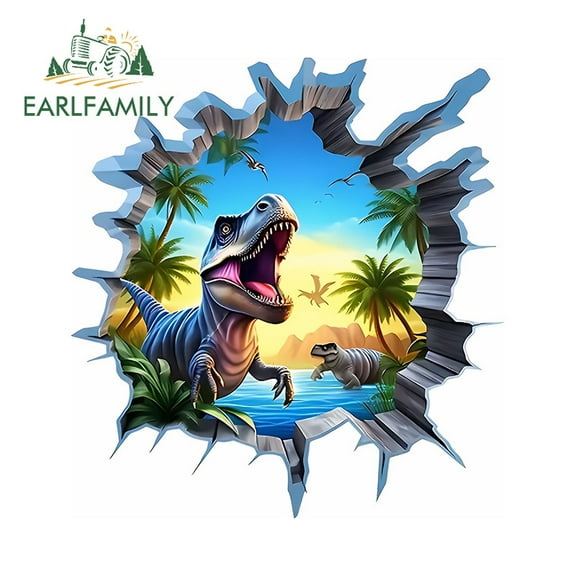 EARLFAMILY 5.1 Inch Dinosaur Tear Car Stickers Fashionable Motorcycle Windows Skateboard Suitcase Occlusion Scratch Vinyl Decals Personality Car Goods