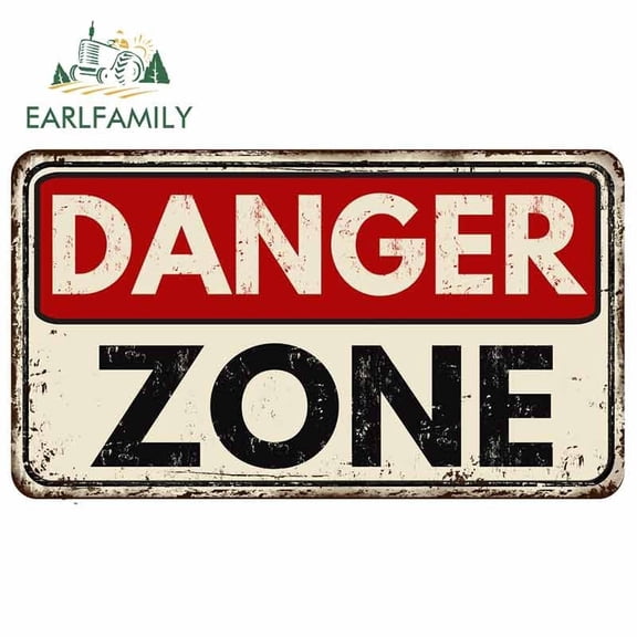 EARLFAMILY 5.1 Inch For Danger Zone Car Sticker Waterproof Motorcycle Helmet Windows Vinyl Decal Scratch-Proof Car Door Protector