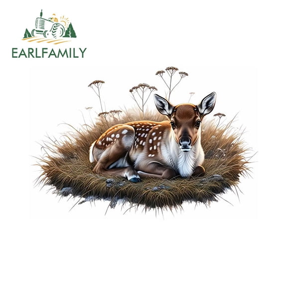 EARLFAMILY 5.1 Inch Forest Deer Natural Car Stickers Creative Motorcycle Windows Skateboard Suitcase Laptop Occlusion Scratch Decals Personality Car Label