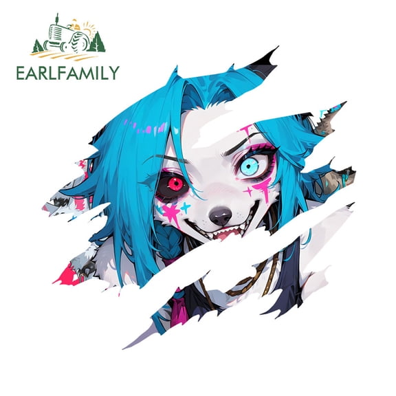 EARLFAMILY 5.1 Inch Furry Wolf Tear Car Sticker Occlusion Scratch Computer Cooler Surfboard DIY Decal Creative Personality Waterproof Car Door Protector