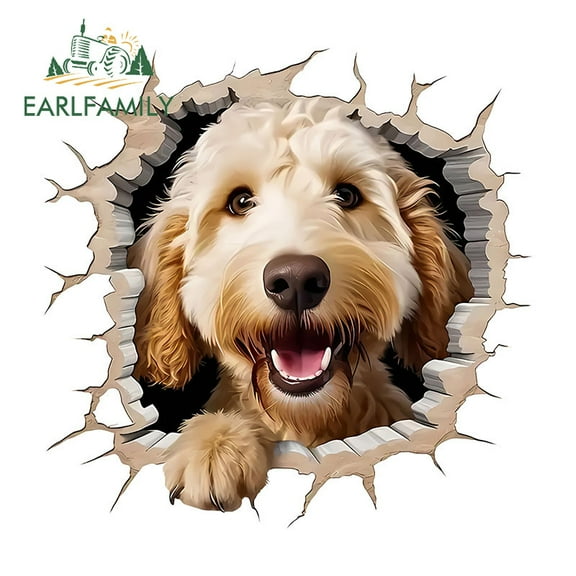 EARLFAMILY 5.1 Inch Golden Retriever Chihuahua Dog Tear Car Stickers Motorcycle Windows Bumper Waterproof Decals Occlusion Scratch Personality Car Label