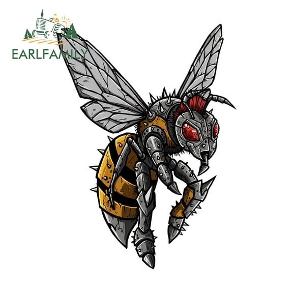 EARLFAMILY 5.1 Inch Iron Bee Car Sticker Personality Waterproof Motorcycle Windshield Luggage Laptop Vinyl Decals Occlusion Scratch Car Door Protector
