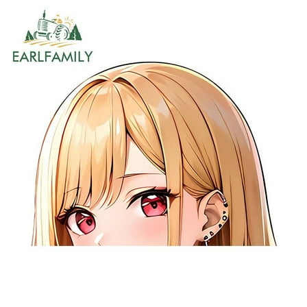 EARLFAMILY 5.1 Inch Kitagawa Marin Car Sticker Anime Peek Racing Drifting Surfboard Fashion Decal Scratch-Proof Car Label