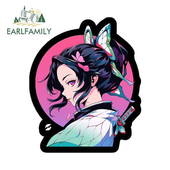 EARLFAMILY 5.1 Inch Kochou Shinobu Logo Car Accessories Sign Demon Personality JDM Decal Interesting Waterproof Stickers