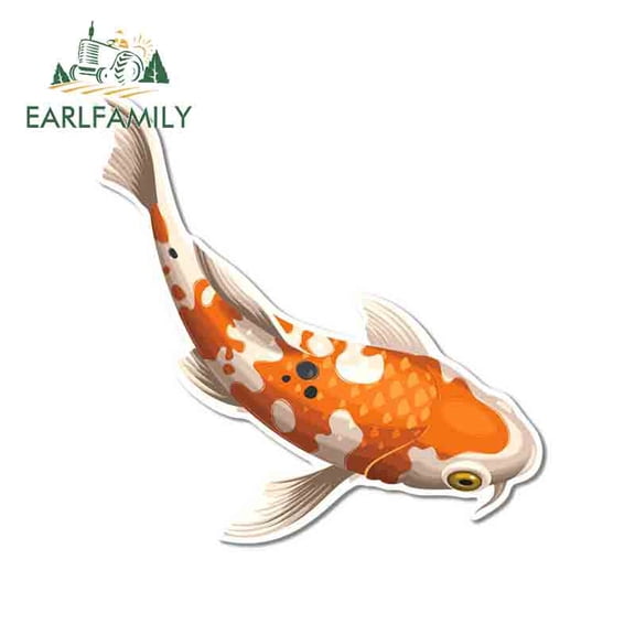 EARLFAMILY 5.1 Inch  Koi Fish Carpe Diem Tattoo Skull Personality Car Stickers DIY 3D RV ATV Graphics Decoration Decal