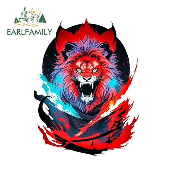 EARLFAMILY 5.1 Inch Lion Car Stickers Cool Persoanlity Atv Fuel Tank Cap Decals Funny Computer Case Car Decoration
