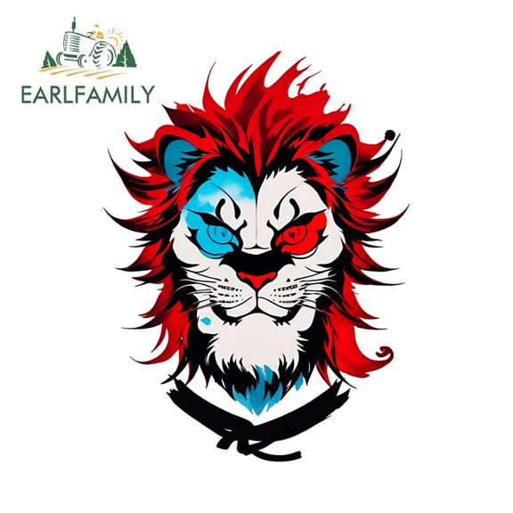 EARLFAMILY 5.1 Inch Lion Car Stickers Cool Persoanlity Atv Fuel Tank Cap Decals Funny Computer Case Car Decoration