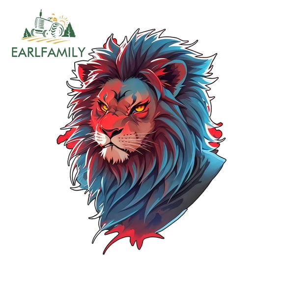 EARLFAMILY 5.1 Inch Lion Car Stickers Cool Persoanlity Atv Fuel Tank Cap Decals Funny Computer Case Car Decoration