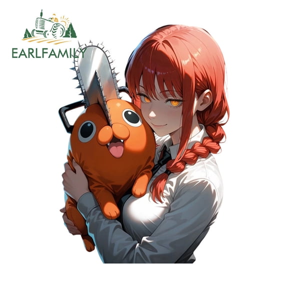 EARLFAMILY 5.1 Inch Makima Car Sticker Interesting Waterproof Motorcycle Windshield Luggage Suitcase Vinyl Decals Occlusion Scratch Exterior Accessories