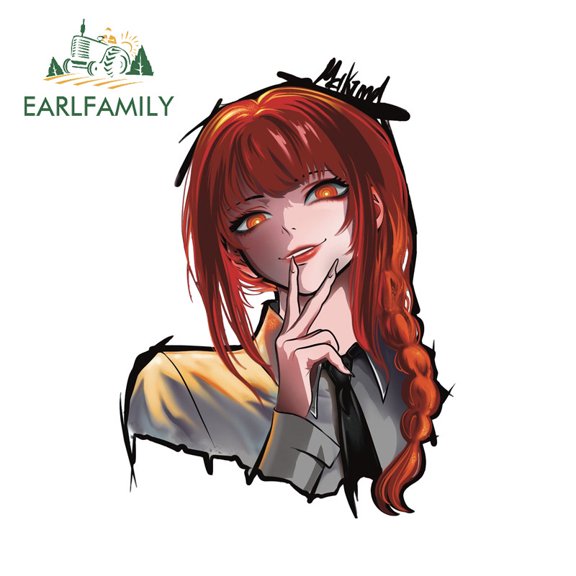 EARLFAMILY 5.1 Inch Makima Car Stickers Personality Motorcycle Windows Vehicle Occlusion Scratch Vinyl Decals Personality Waterproof Car Goods