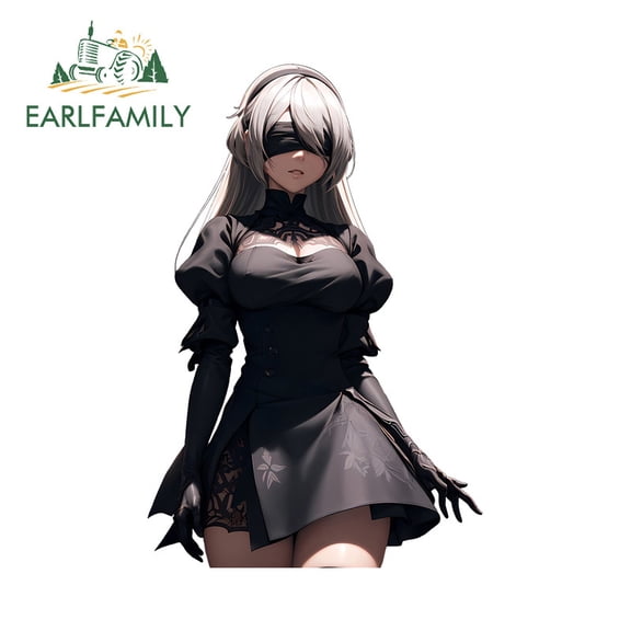 EARLFAMILY 5.1 Inch Nier Car Stickers Creative Fashionable Motorcycle Bumper Air Conditioner Vinyl Decals Occlusion Scratch Waterproof Exterior Accessories