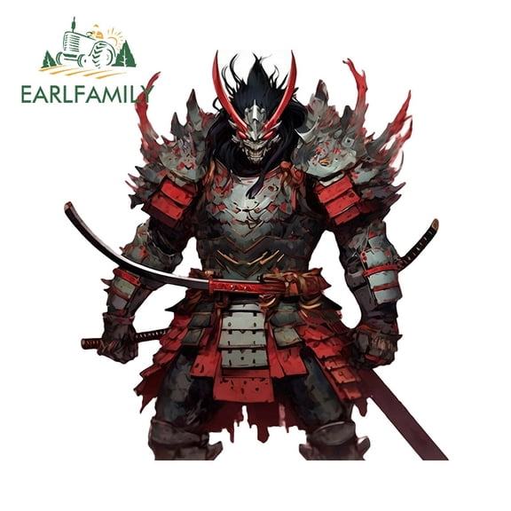 EARLFAMILY 5.1 Inch Samurai Armor warrior Style Car Sticker Waterproof Windshield Refrigerator Motorcycle Vinyl Decal Sunscreen Car Door Protector