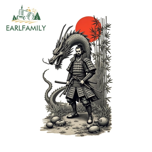 EARLFAMILY 5.1 Inch Samurai Car Stickers Motorcycle Windows Air Conditioner Vehicle Waterproof Vinyl Decal Occlusion Scratch Car Accessories
