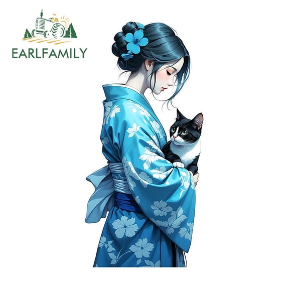 EARLFAMILY 5.1 Inch Samurai Female Beauty Car Sticker Windshield Bumper Motorcycle Laptop Waterproof Vinyl Decal Scratch-Proof Car Door Protector