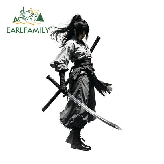 EARLFAMILY 5.1 Inch Samurai Female Japanese Car Stickers Motorcycle Windows Surfboard Laptop Waterproof JDM Vinyl Decal Scratch-Proof Car Accessories