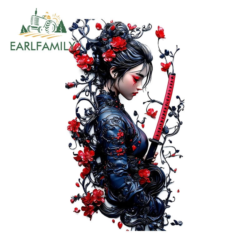 Japanese Demoness Samurai Anime Car Decal Sticker - 5.1" Waterproof Vinyl For Window, Bumper, Laptop