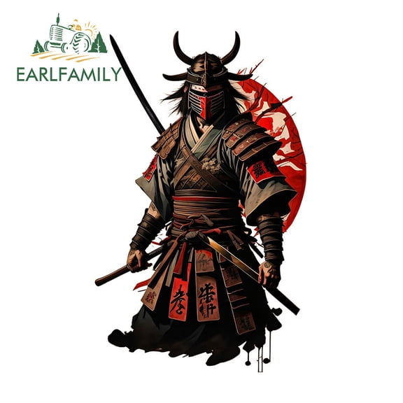 EARLFAMILY 5.1 Inch Samurai Japanese Colorful Car Sticker Waterproof Windshield Motorcycle Skateboard Bumper Vinyl Decal Scratch-Proof Car Label
